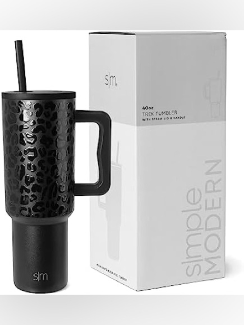 Simple Modern Black Leopard Trek Tumbler 40oz.